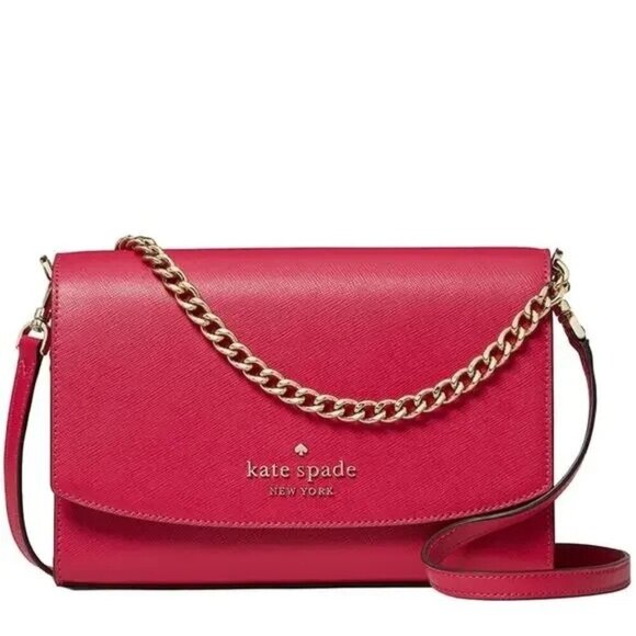 Kate Spade Carson Saffiano Leather Convertible Crossbody in Pink Ruby - Picture 1 of 6